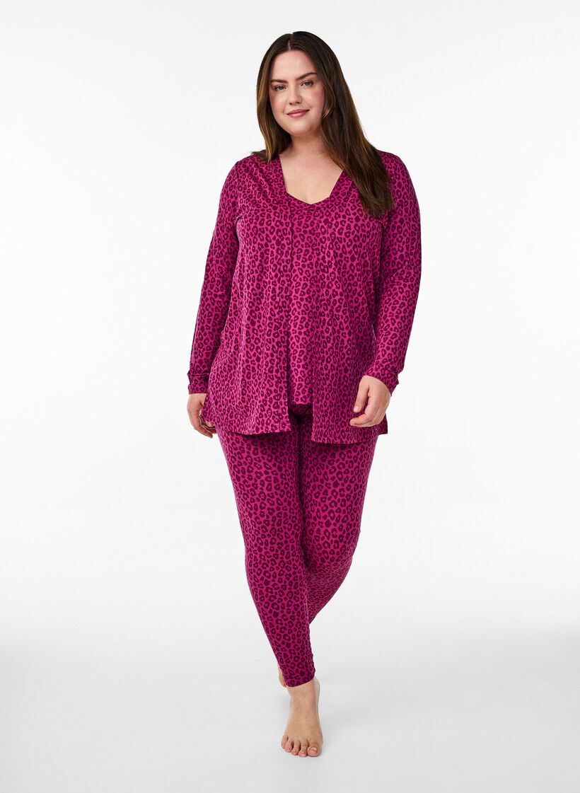 Kort kimono i viskose, Lyserød, Model image number 1