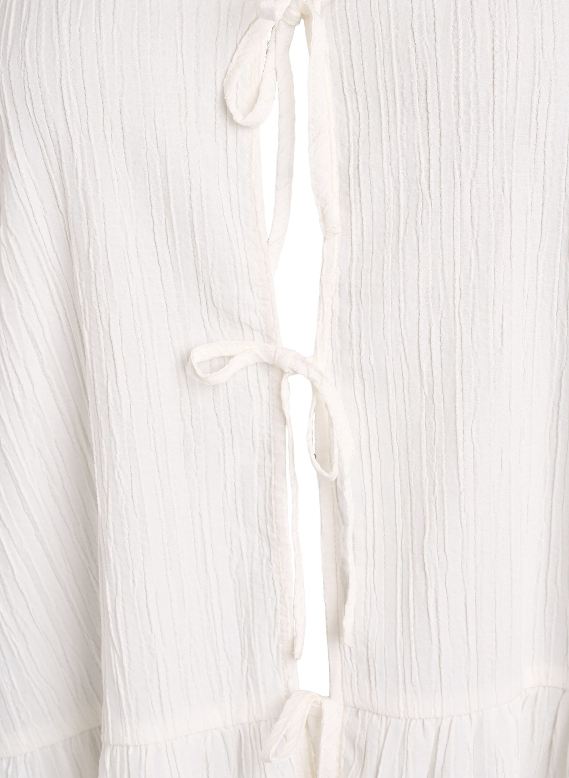 Zizzi&AElig;rmel&oslash;s bluse med struktur og sl&oslash;jfelukning, Vanilla, Packshot image number 2