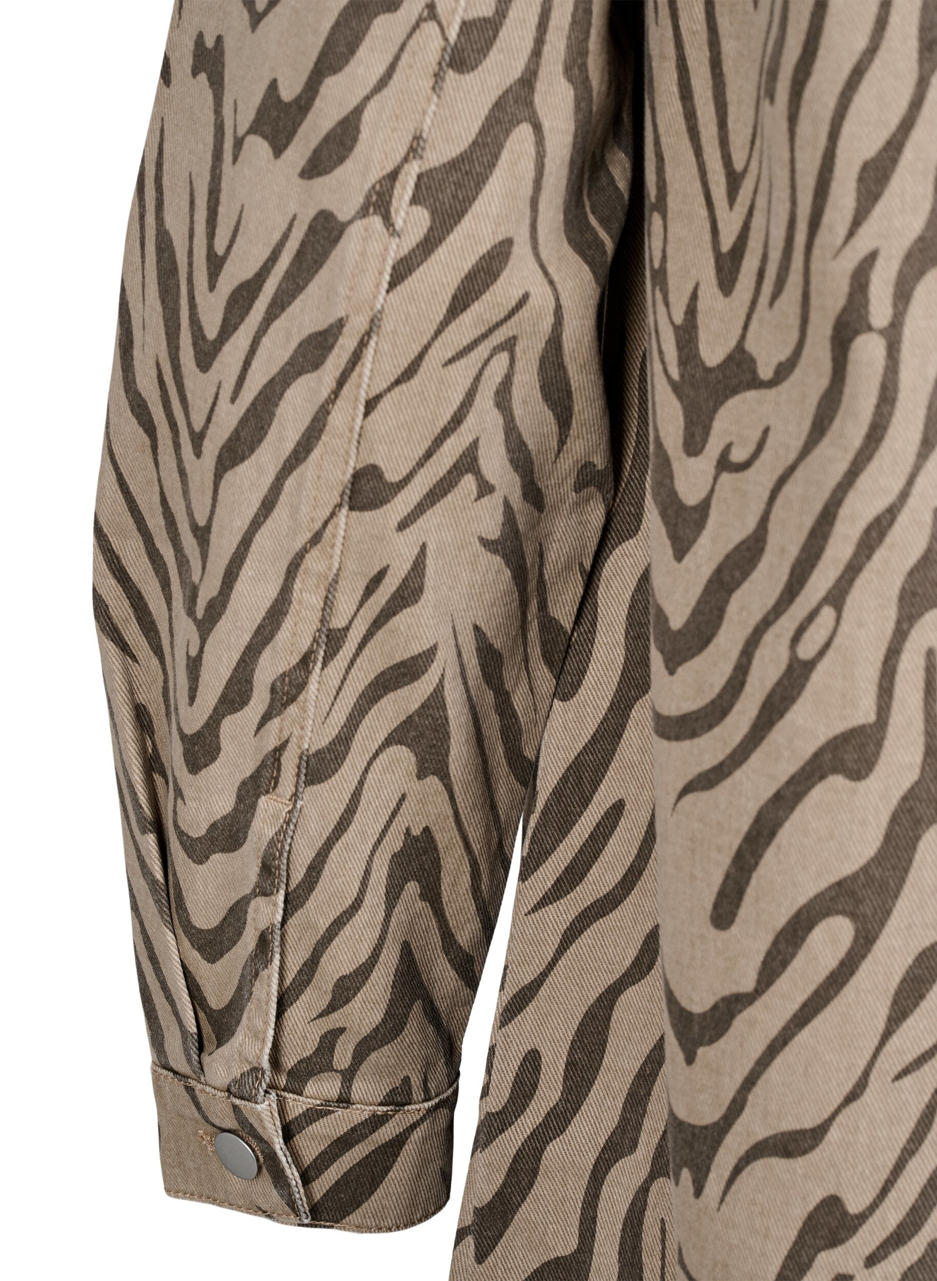 Zizzi Lang&aelig;rmet denimkjole med zebraprint, Brun, Packshot image number 3