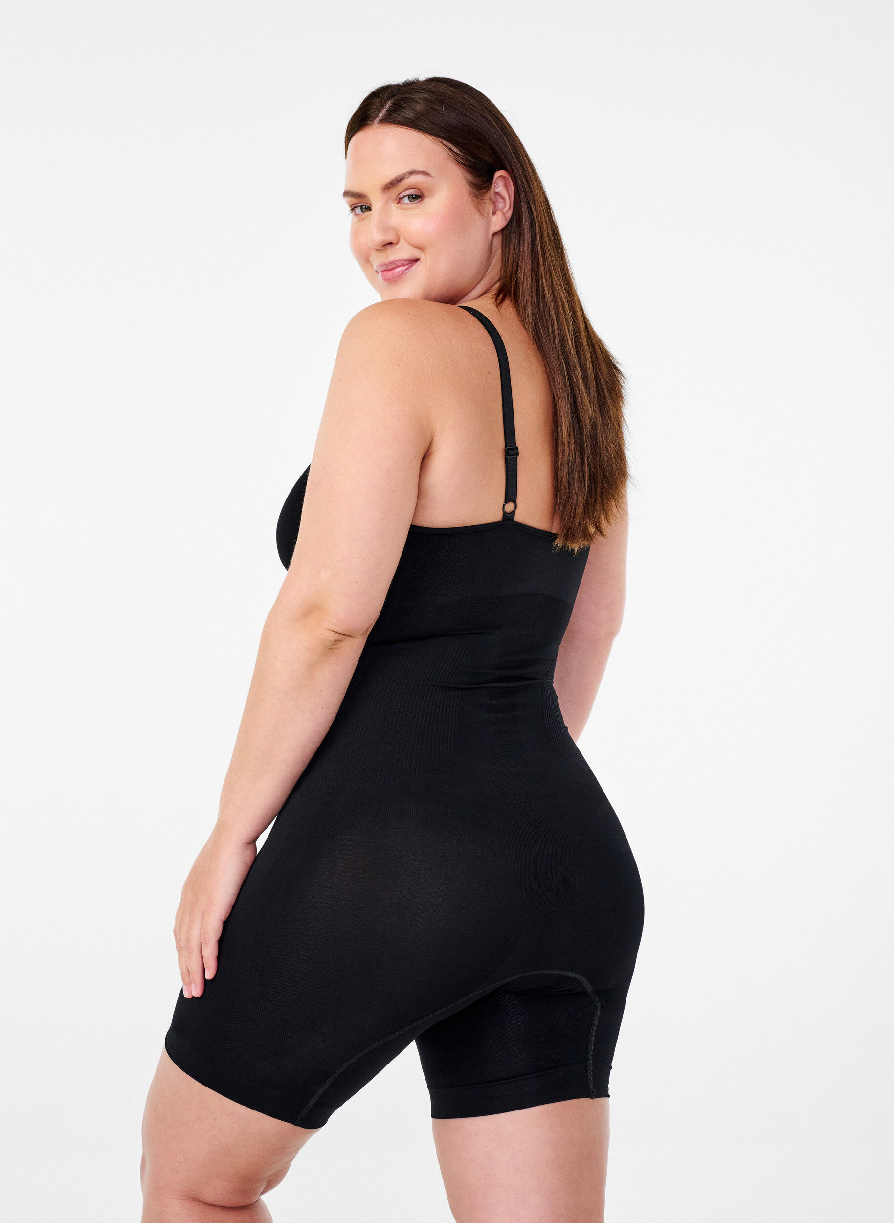 Zizzi Shapewear heldragt med &aring;bning forneden, Sort, Model image number 1