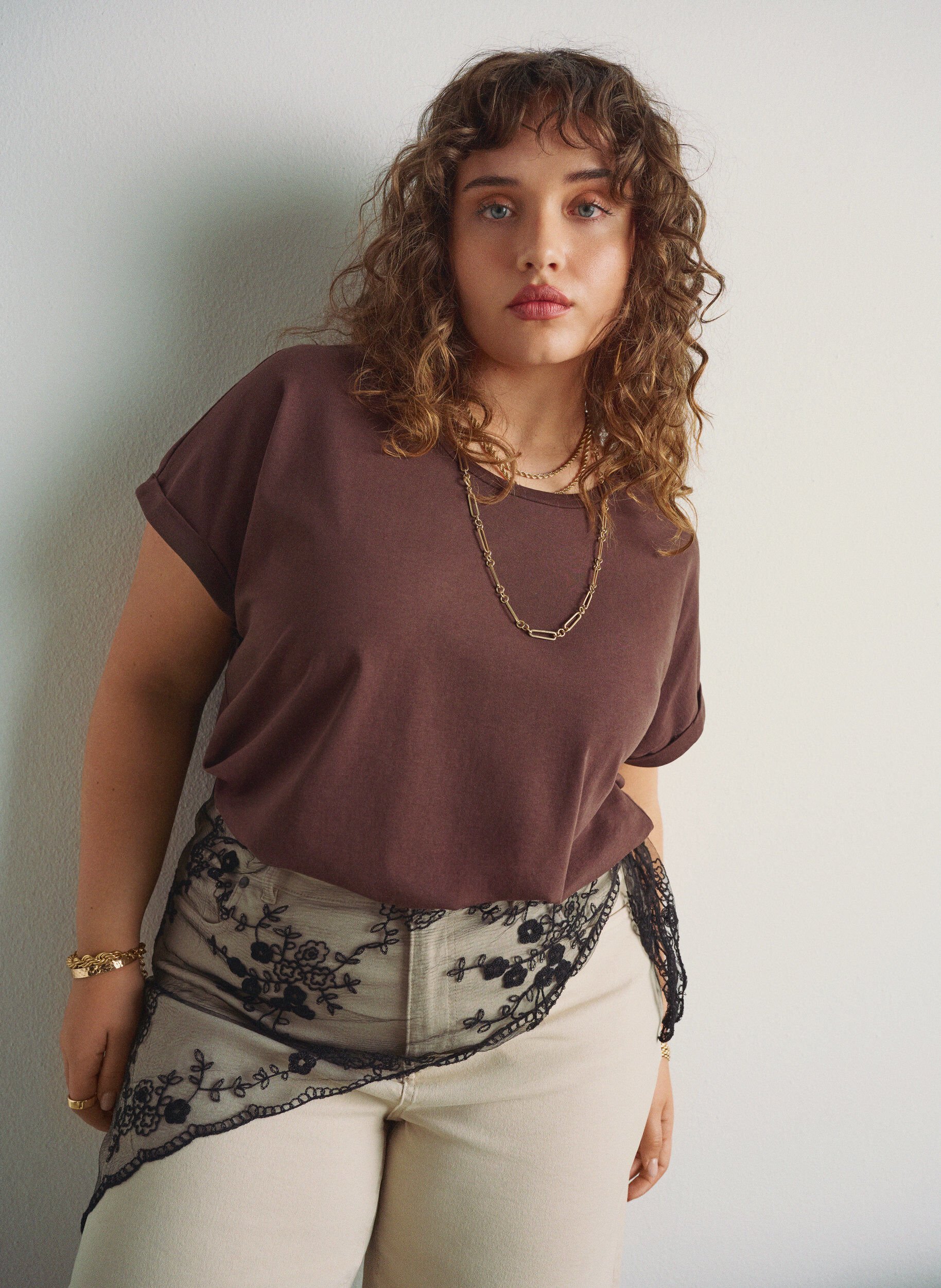 Kort&aelig;rmet t-shirt i bomuldsblanding