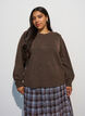 Strikbluse med knapdetalje, Brun, Model image number 0