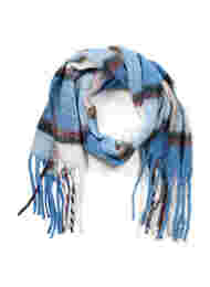 Mønstret halstørklæde med frynser, Blue