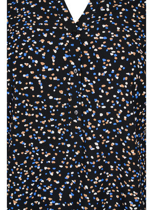 Mønstret viskosebluse med lange ærmer, Black Graphic , Packshot image number 2
