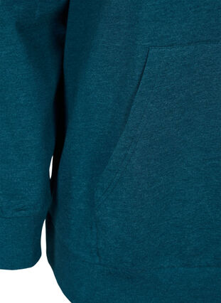 Sweatshirt med lynlås og hætte, Deep Teal, Packshot image number 3