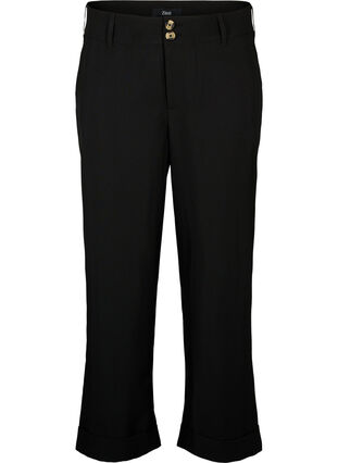Højtaljede bukser med opsmøg, Black, Packshot image number 0