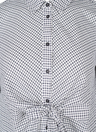 Ternet skjorte tunika med bindedetalje, Black/White Check, Packshot image number 2