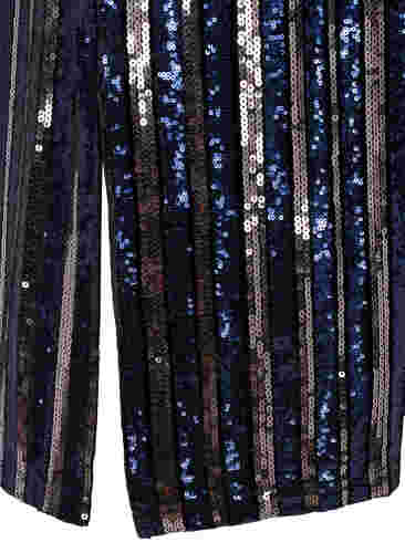 Kortærmet pailletkjole med slids, Evening Blue Stripe , Packshot image number 3