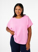 Bluse med korte &aelig;rmer og rund halsudsk&aelig;ring, Lyser&oslash;d, Model image number 0