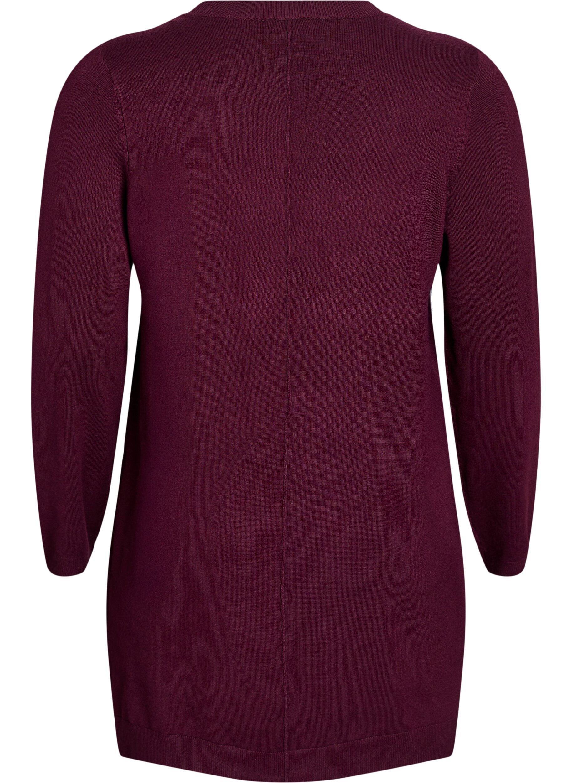 ZizziLang strikcardigan i viskosemix, R&oslash;d, Packshot image number 1