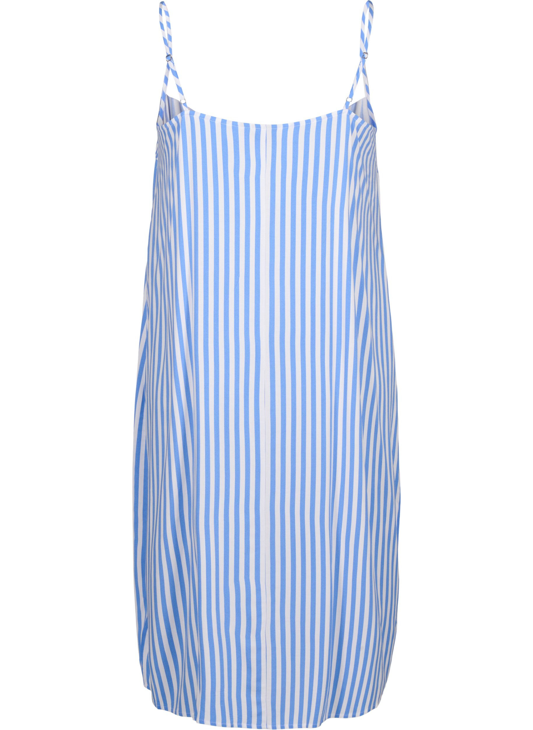 Zizzi FLASH - Stribet stropkjole i viskose, L. Blue White Stripe, Packshot image number 1