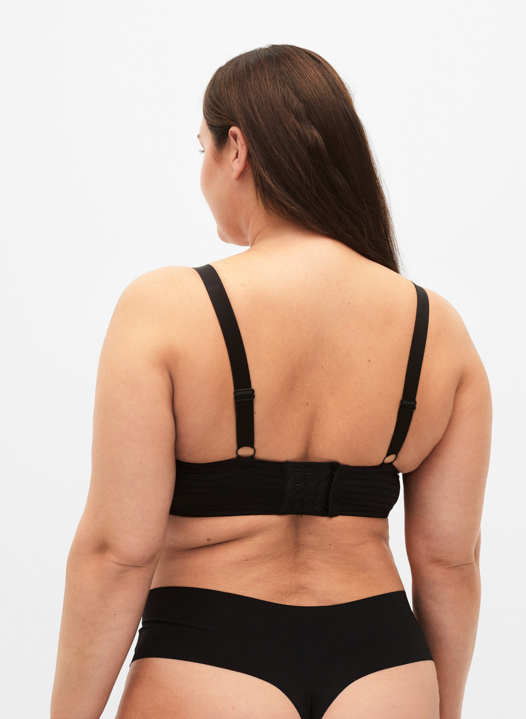 Zizzi Formst&oslash;bt bh med stribet mesh, Black, Model image number 1