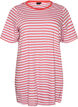 Lang oversize T-shirt i &oslash;kologisk bomuld med striber, Lilla, Packshot image number 0