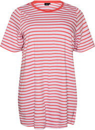 Lang oversize T-shirt i &oslash;kologisk bomuld med striber, Lilla