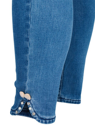 Cropped Amy jeans med perledetalje, Blue denim, Packshot image number 3