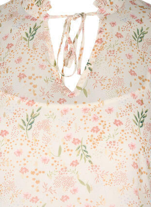 Tunika med blomsterprint og 3/4 ærmer, Off White Flower, Packshot image number 2