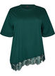 T-shirt med asymmetrisk blondekant, Gr&oslash;n, Packshot image number 0