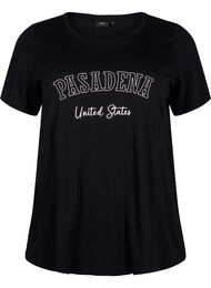 Bomulds t-shirt med tekst, Black W. Pasadena