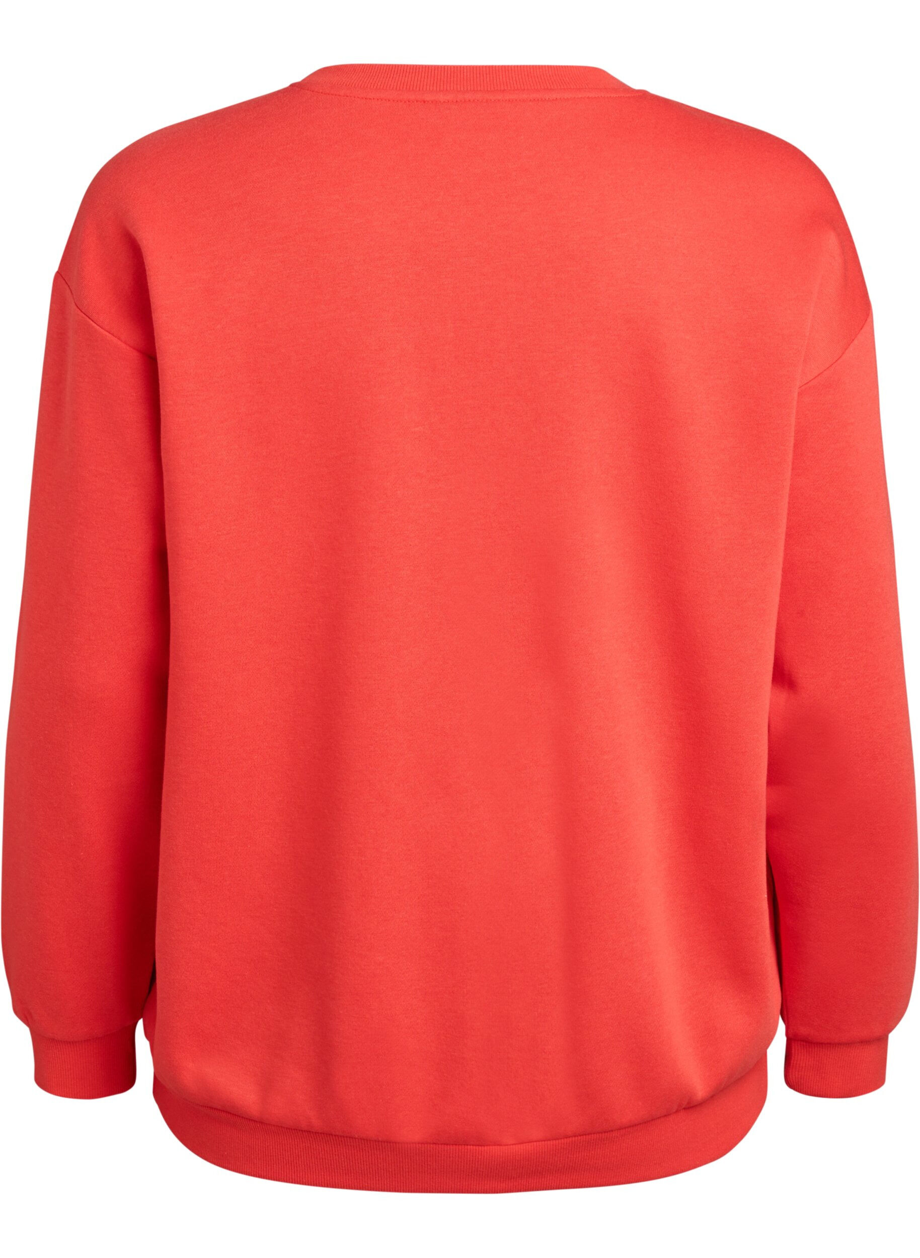 Zizzi Sweatshirt med frontmotiv, R&oslash;d, Packshot image number 1
