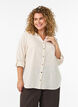 Skjortebluse i bomuld med v-udsk&aelig;ring, Vanilla, Model image number 0