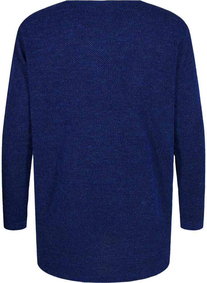 Meleret bluse med rund hals og lange ærmer, Sodalite Blue, Packshot image number 1