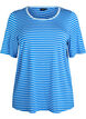 T-shirt med TENCEL&trade; Lyocell og striber, Bl&aring;, Packshot image number 0