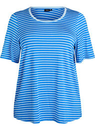 T-shirt med TENCEL&trade; Lyocell og striber, Bl&aring;