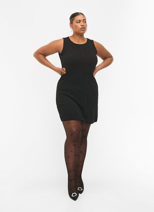 Ærmeløs kjole med udskåret parti, Black, Model image number 2
