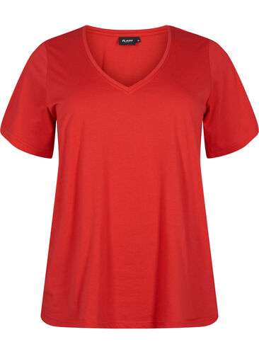 FLASH - T-shirt med v-hals, High Risk Red, Packshot image number 0