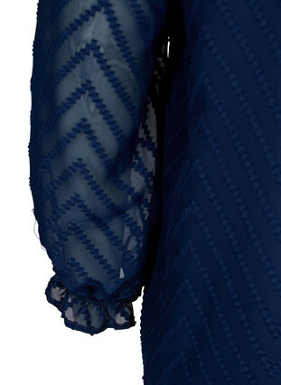 Bluse med lange ærmer og flæsedetaljer, Navy Blazer, Packshot image number 3