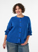 Ribstrikket cardigan med knapper, Bl&aring;, Model image number 0