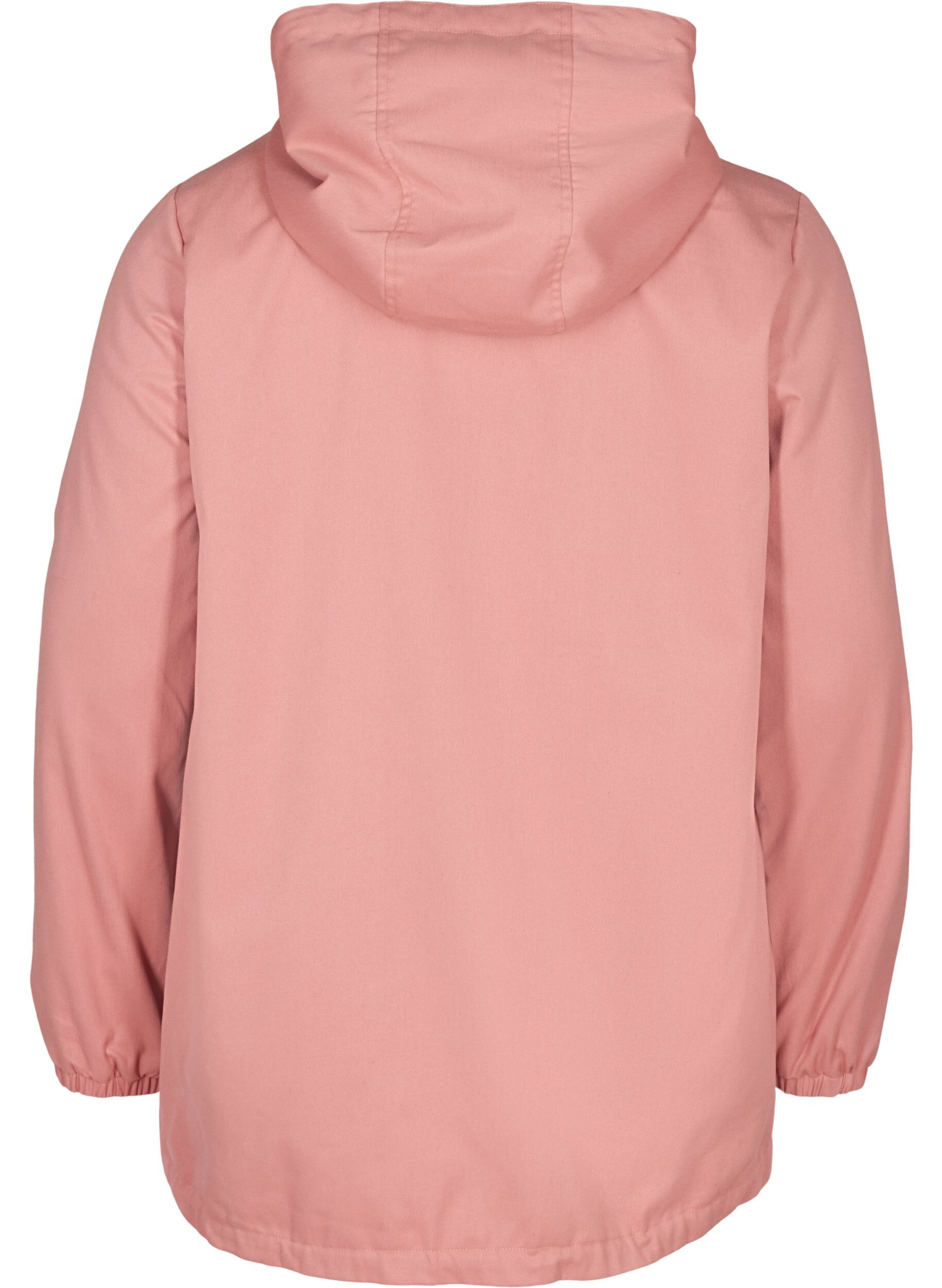 Zizzi Kort jakke med h&aelig;tte og lommer, Ash Rose, Packshot image number 1