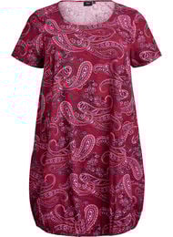 Kortærmet bomuldskjole med print, Rød