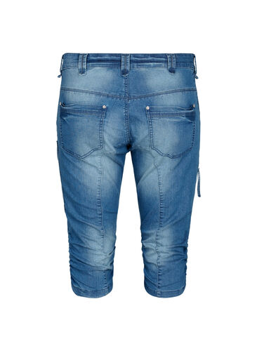 Slim fit capri jeans med lommer - Blå - Str. Zizzi