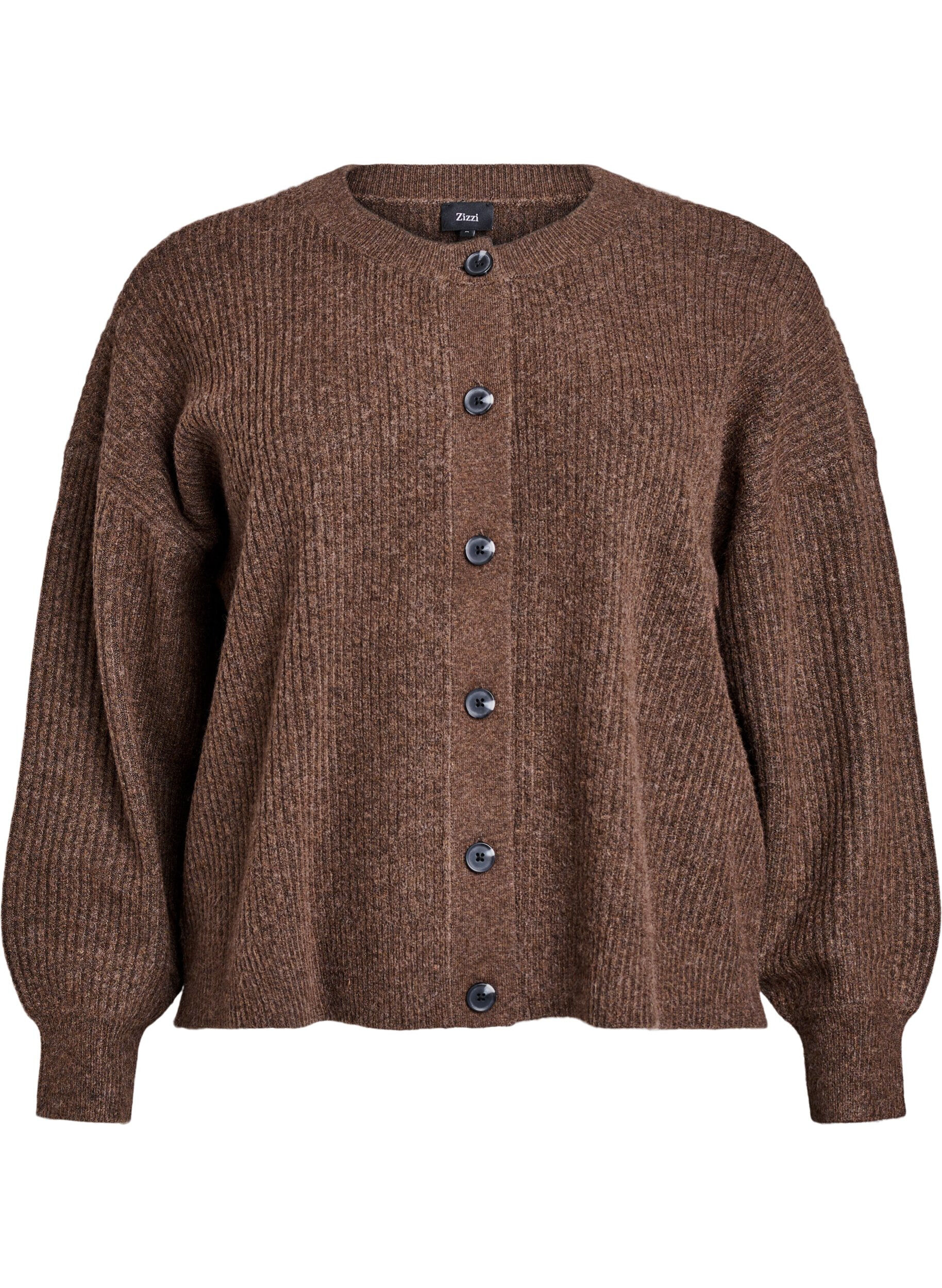 Ribstrikket cardigan med knapper