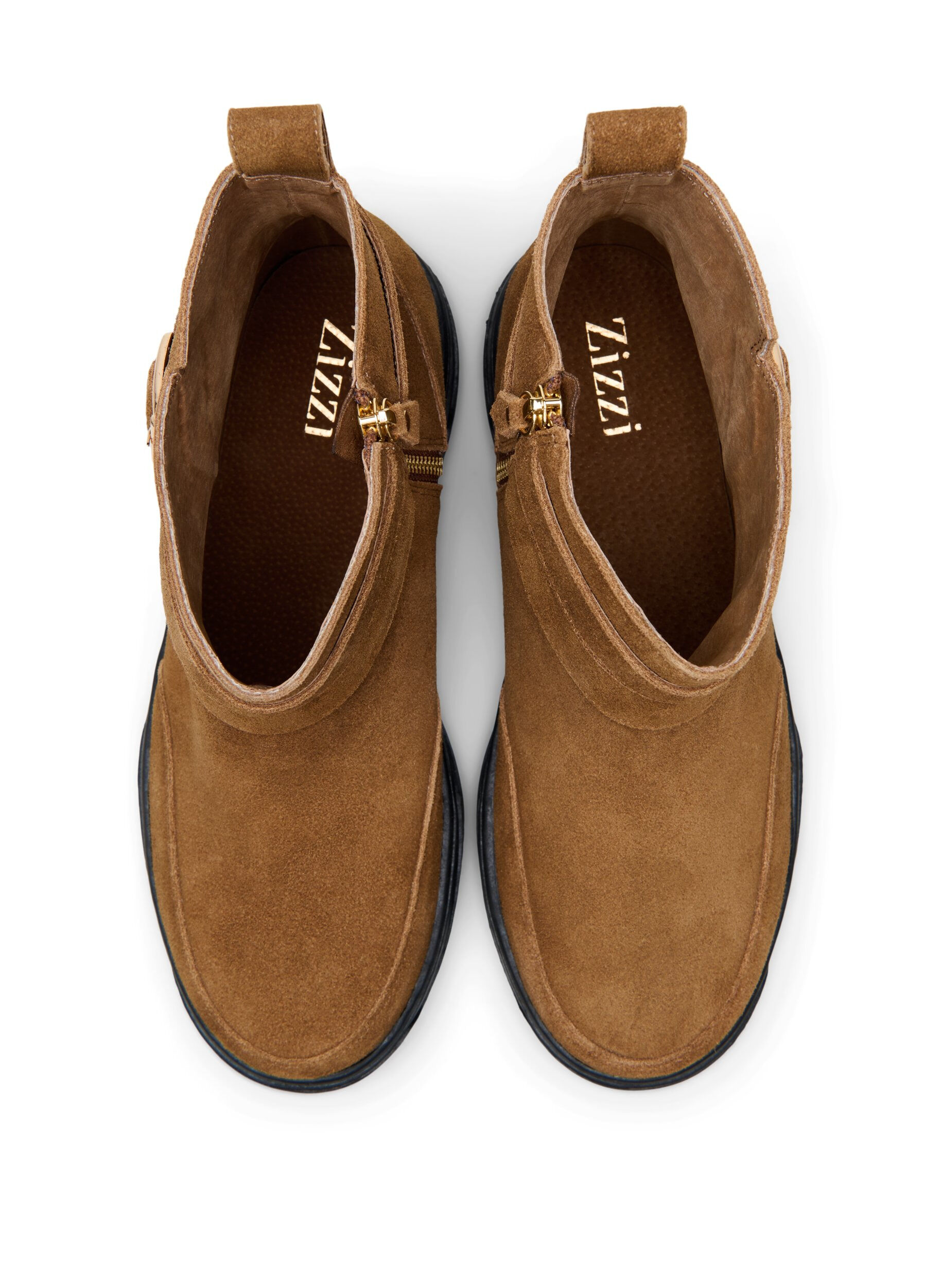 Zizzi Wide fit - Kort st&oslash;vle i ruskind, Tobacco Brown, Packshot image number 2