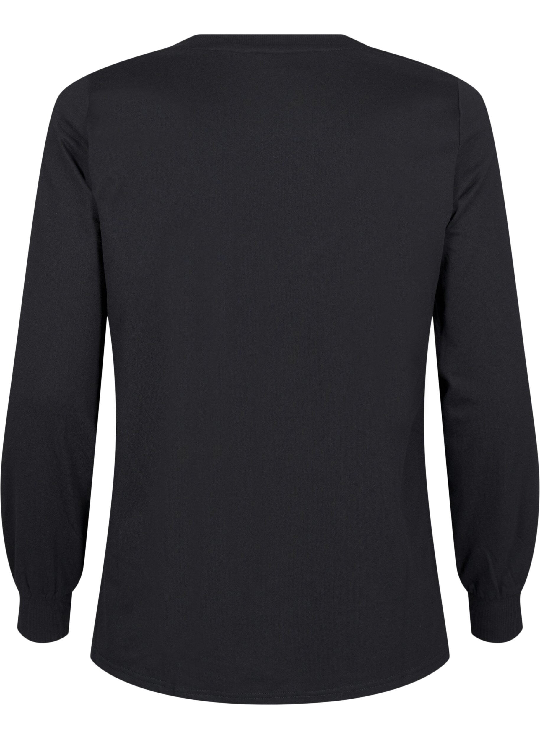 Zizzi Sweatshirt med blondedetalje, Black, Packshot image number 1