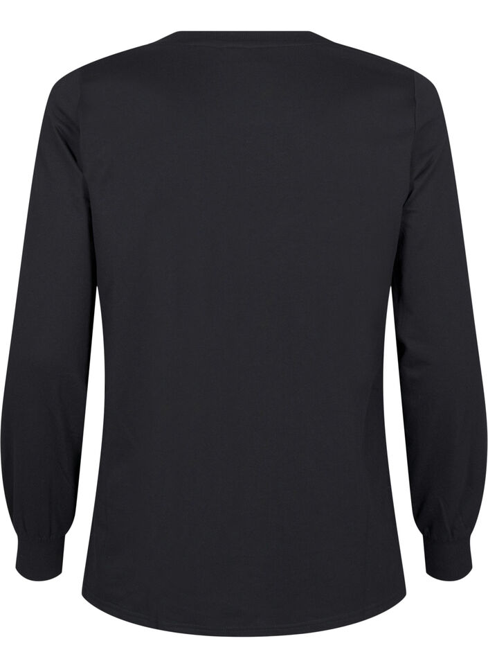 Sweatshirt med blondedetalje, Black, Packshot image number 1