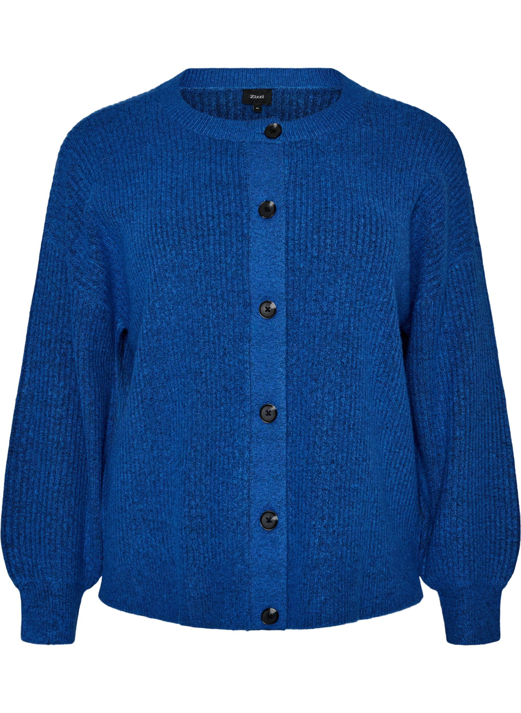 ZizziRibstrikket cardigan med knapper, Bl&aring;, Packshot image number 0