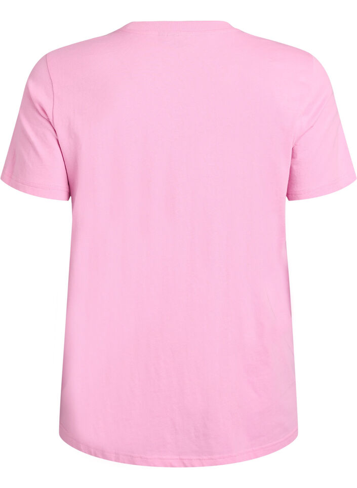 Basis t-shirt i bomuld med rund hals, Lyser&oslash;d, Packshot image number 1
