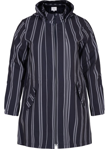 Softshell jakke med hætte, Night s. stripe, Packshot image number 0