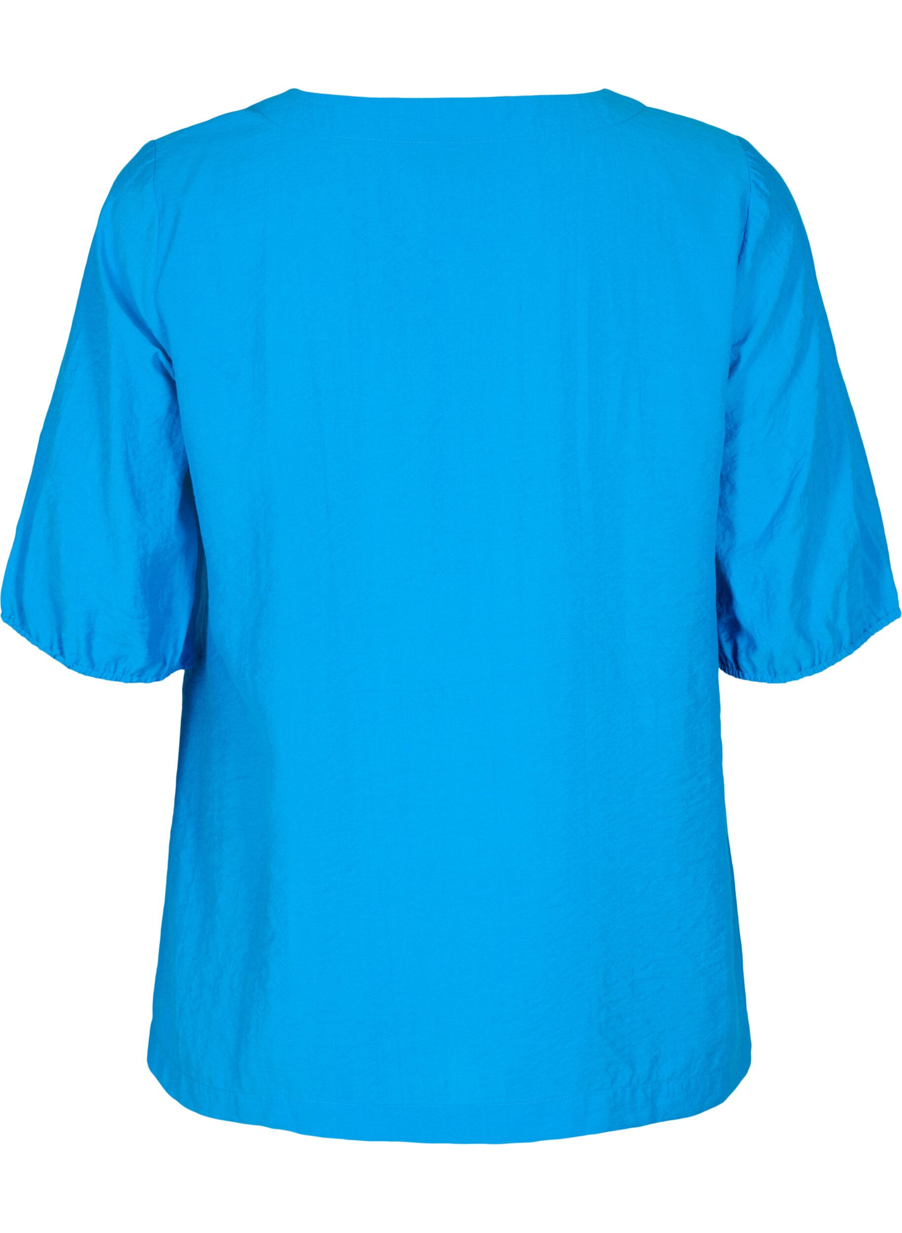 Zizzi Bluse med ballon&aelig;rmer, Indigo Bunting, Packshot image number 1