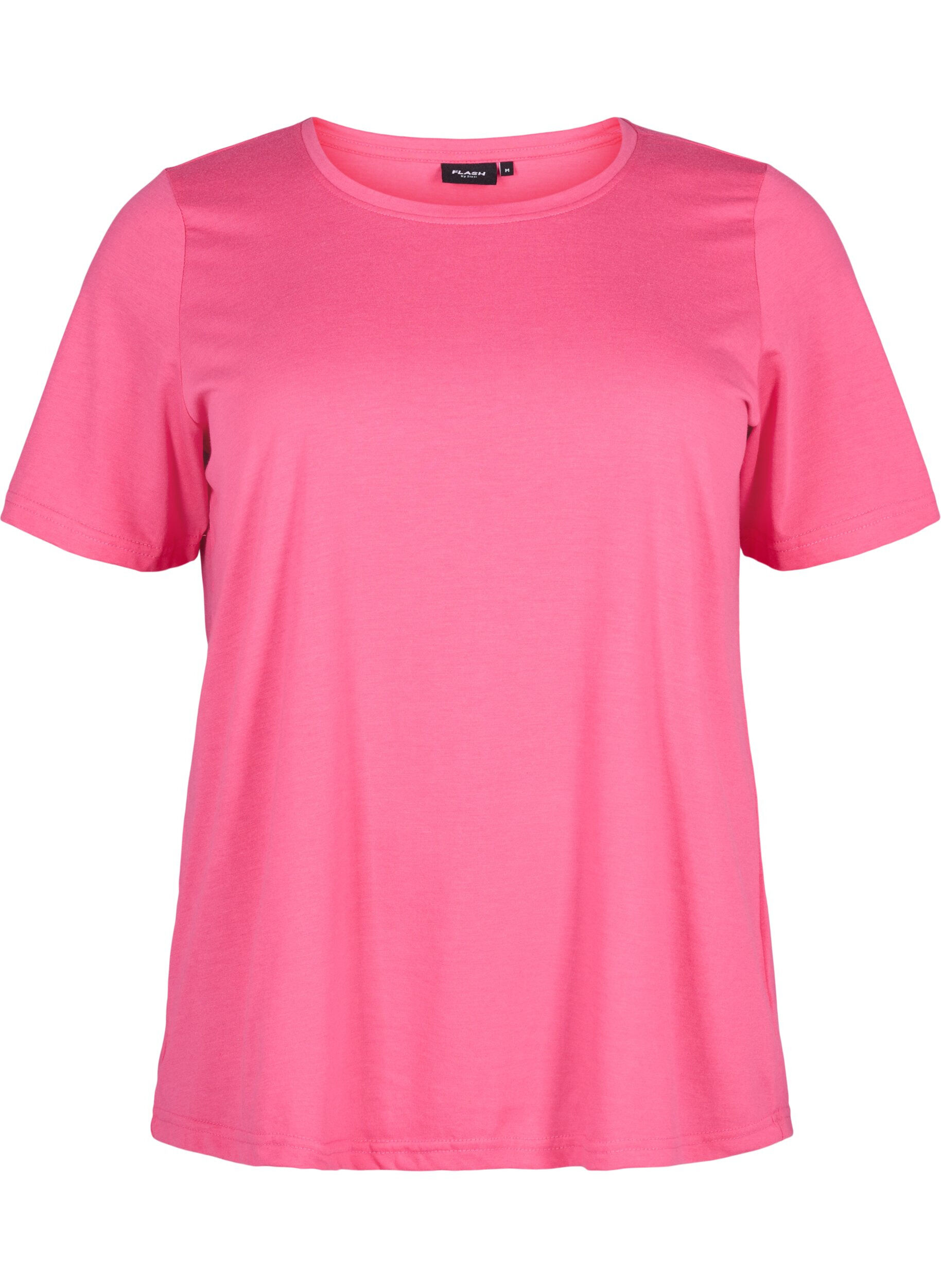 Zizzi FLASH - T-shirt med rund hals, Hot Pink, Packshot image number 0