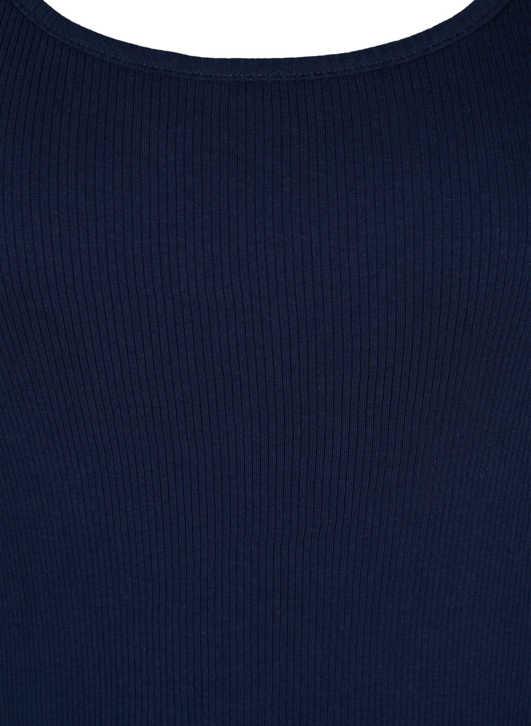 Zizzi 2-pak basis tanktop i rib, Black/Navy Blazer, Packshot image number 3