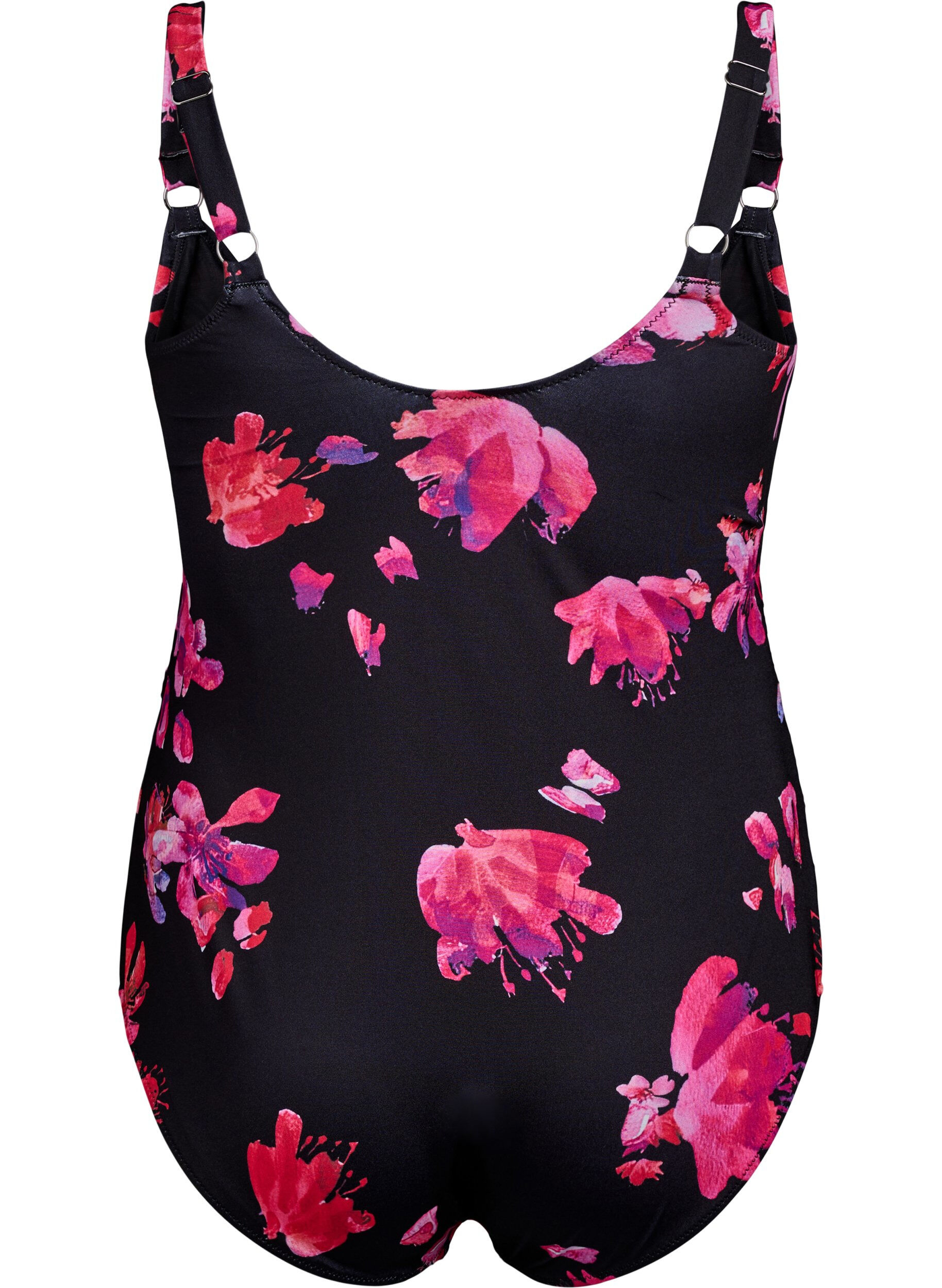 Zizzi Badedragt med draperinger og wrap-effekt, Sort, Packshot image number 1