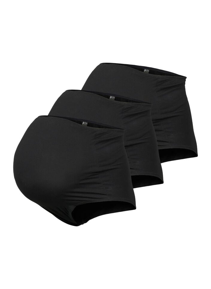3-pak graviditets trusse i bomuld, Sort, Packshot image number 0