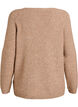 Strikbluse med V-hals og raglan&aelig;rmer, Brun, Packshot image number 1