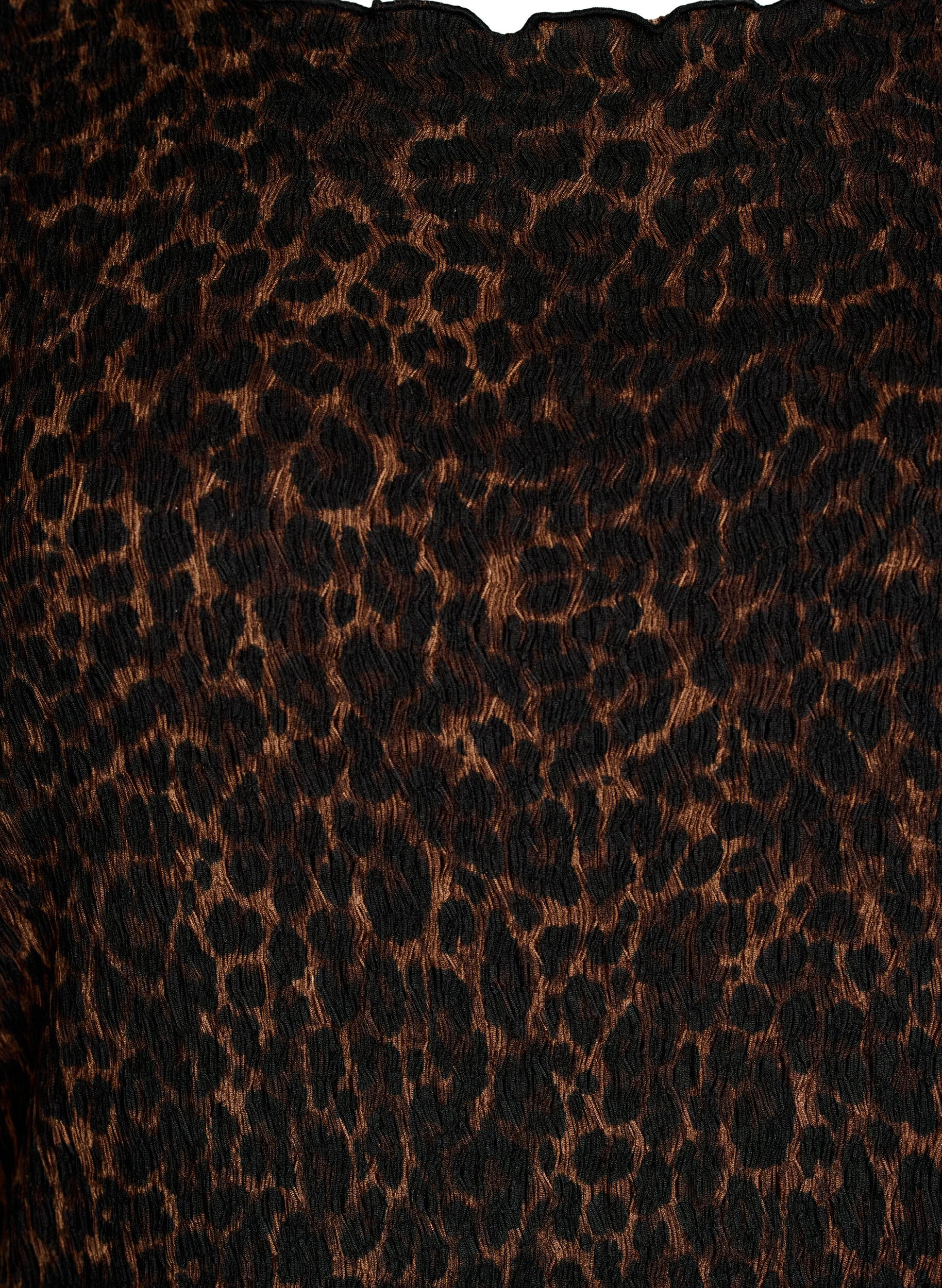 Zizzi Midikjole med struktur og korte &aelig;rmer, Brun, Packshot image number 2