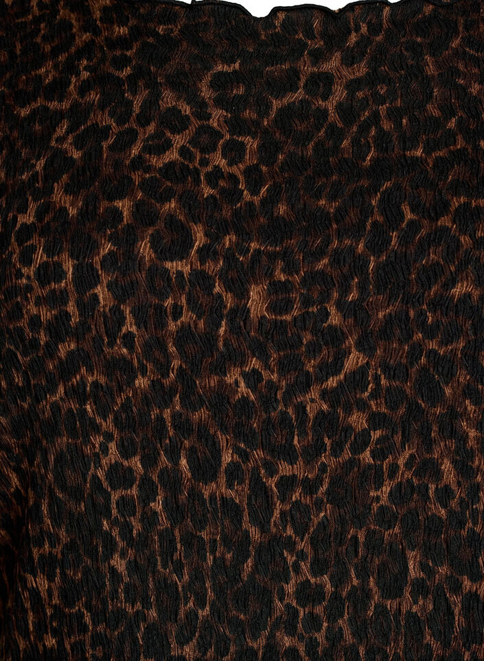 Midikjole med struktur og korte &aelig;rmer, Brun, Packshot image number 2