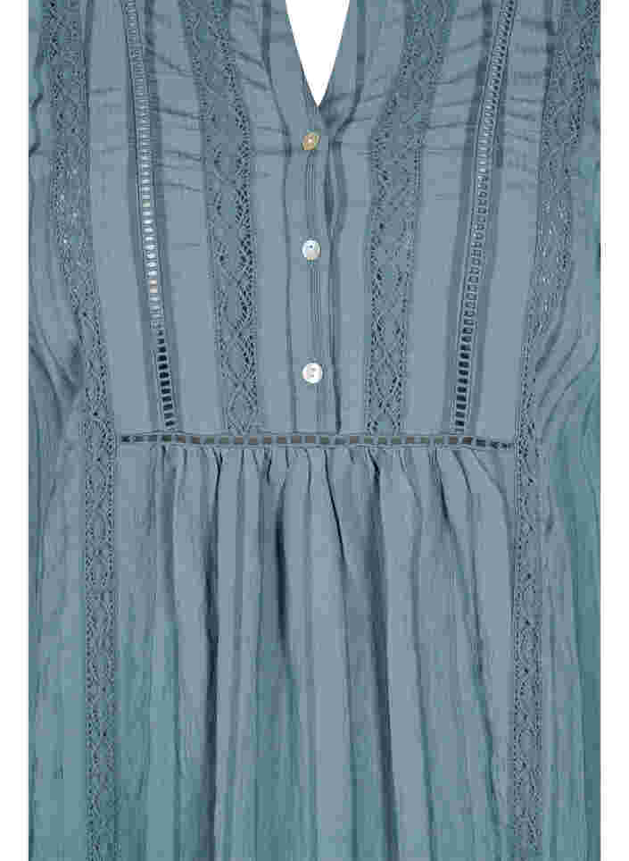 Stribet viskose kjole med blondebånd, Goblin Blue, Packshot image number 2